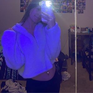 fuzzy blue crop top